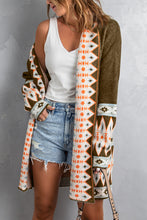 Load image into Gallery viewer, Brown Aztec Print Open Front Knitted Cardigan | Tops/Sweaters & Cardigans