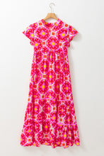 Load image into Gallery viewer, Maxi Dress | Strawberry Pink Geo Print V-neck Dress