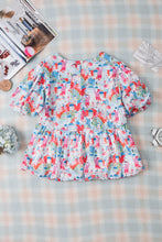 Load image into Gallery viewer, Womens Blouse | Printed Round Neck Puff Sleeve Blouse | Top
