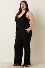 Load image into Gallery viewer, Cross Back Jumpsuit | Black Knit V Neck Jumpsuit