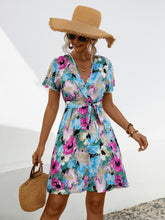 Load image into Gallery viewer, Mini Dress | Printed Surplice Tie Waist Dress