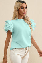 Load image into Gallery viewer, Ruffled Sleeve Top | Eyelet Round Neck Cap Sleeve Blouse