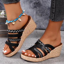 Load image into Gallery viewer, Wedge Sandals | PU Leather Crisscross