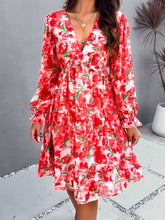 Load image into Gallery viewer, Backless Print Dress | V-Neck Flounce Sleeve Dress