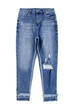 Load image into Gallery viewer, Blue Jeans | Raw Hem Distressed Blue Jeans with Pockets | Blue Jeans