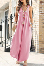 Load image into Gallery viewer, Womens Jumpsuit-Pocketed Scoop Neck Wide Leg Jumpsuit