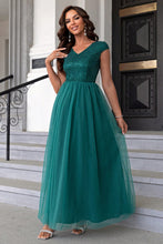 Load image into Gallery viewer, Formal Gown | Sequin V-Neck Mesh Maxi Dress