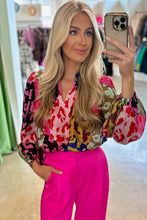 Load image into Gallery viewer, Rose Leopard Patchwork Print Pleated Blouse | Tops/Blouses & Shirts