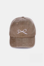Load image into Gallery viewer, Pink Cotton Sports Hat | Bow Embroidered Washes Caps