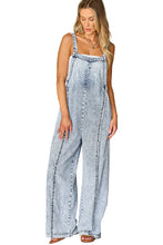 Load image into Gallery viewer, Beau Blue Light Wash Frayed Exposed Seam Wide Leg Denim Overall | Bottoms/Jumpsuits & Rompers