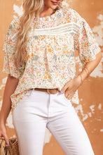 Load image into Gallery viewer, Multicolor Floral Print Wide Ruffle Sleeves Blouse | Tops/Blouses & Shirts
