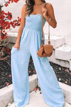 Load image into Gallery viewer, Womens Jumpsuit | Smocked Spaghetti Strap Wide Leg Jumpsuit | jumpsuit