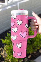Load image into Gallery viewer, Rose Red Valentines Heart Printed Thermos Cup with Handle 40oz | Accessories/Tumblers