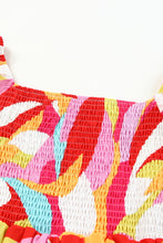 Load image into Gallery viewer, Multicolor Geometric Print Smocked Babydoll Mini Dress | Dresses/Mini Dresses