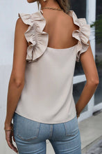 Load image into Gallery viewer, Oatmeal Solid Ruffle Trim Sleeveless Top | Tops/Tank Tops