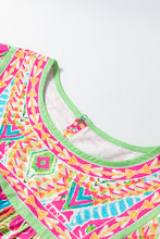 Load image into Gallery viewer, Babydoll Blouse | Orange Geometric Print Bell Sleeve O Neck