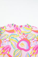Load image into Gallery viewer, Floral Print Dress | Pink Abstract Flutter Sleeve Buttoned Dress