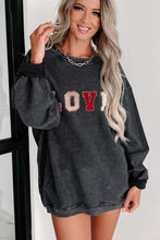 Load image into Gallery viewer, Black Sequin LOVE Chenille Embroidered Graphic Corded Sweatshirt