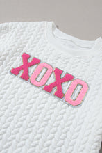 Load image into Gallery viewer, Pullover Sweatshirt | White XOXO Glitter Chenille Cable Knit