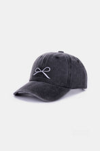 Load image into Gallery viewer, Pink Cotton Sports Hat | Bow Embroidered Washes Caps