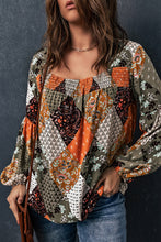 Load image into Gallery viewer, Green Square Neck Mixed Print Blouse | Tops/Blouses & Shirts