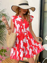 Load image into Gallery viewer, Womens Dress | Printed Notched Cap Sleeve Dress | Dress