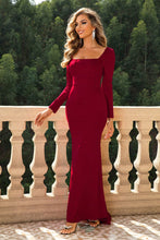 Load image into Gallery viewer, Formal Gown | Square Neck Long Sleeve Dress