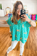 Load image into Gallery viewer, Green Cheetah Print V Neck Short Sleeve Plus Top | Plus Size/Plus Size Tops/Plus Size Tops & Tees