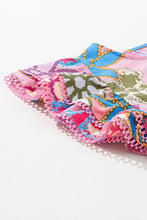 Load image into Gallery viewer, Multicolor Vibrant Floral Print Trimmed Ruffle Sleeve Blouse | Tops/Blouses & Shirts