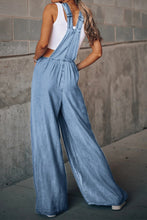 Load image into Gallery viewer, Womens Denim Overalls | Distressed Wide Leg Blue Denim Overalls | Blue Jeans