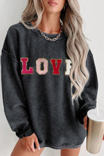 Load image into Gallery viewer, Black Sequin LOVE Chenille Embroidered Graphic Corded Sweatshirt