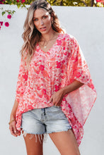 Load image into Gallery viewer, Womens Blouse-Floral V-Neck Three-Quarter Sleeve Blouse | Tops/Blouses & Shirts