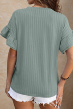 Load image into Gallery viewer, Womens Blouse- PINK Round Neck Flounce Sleeve Blouse