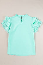 Load image into Gallery viewer, Ruffled Sleeve Top | Eyelet Round Neck Cap Sleeve Blouse
