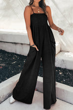Load image into Gallery viewer, Womens Jumpsuit | Smocked Spaghetti Strap Wide Leg Jumpsuit | jumpsuit