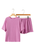 Load image into Gallery viewer, Phalaenopsis Ribbed Textured Knit Loose Fit Tee and Shorts Set | Two Piece Sets/Short Sets