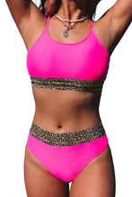 Load image into Gallery viewer, Rose Leopard Mesh Trim 2pcs Bikini Swimsuit | Swimwear/Bikinis