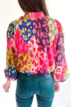 Load image into Gallery viewer, Rose Leopard Patchwork Print Pleated Blouse | Tops/Blouses & Shirts