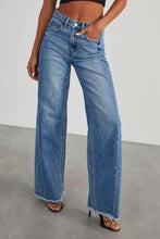Load image into Gallery viewer, Blue Jeans-Raw Hem Wide Leg Blue Jeans with Pockets | Blue Jeans