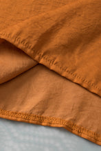 Load image into Gallery viewer, Camel Satin Pleated Tied V Neck Puff Sleeve Blouse