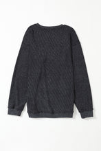Load image into Gallery viewer, Pullover Sweatshirt | Black Solid Ribbed Knit Round Neck