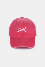 Load image into Gallery viewer, Pink Cotton Sports Hat | Bow Embroidered Washes Caps