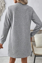 Load image into Gallery viewer, Gray Solid Color Textured Long Sleeve Shift Dress