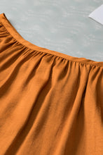 Load image into Gallery viewer, Camel Satin Pleated Tied V Neck Puff Sleeve Blouse