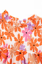 Load image into Gallery viewer, Orange Ruffled Sleeve Smocked Floral Top | Tops/Blouses & Shirts