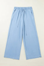 Load image into Gallery viewer, Drawstring Wide Leg Blue Jeans with Pockets