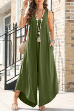 Load image into Gallery viewer, Womens Jumpsuit-Pocketed Scoop Neck Wide Leg Jumpsuit