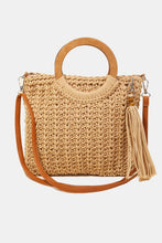 Load image into Gallery viewer, Crochet Knit Convertible Tote Bag with Tassel