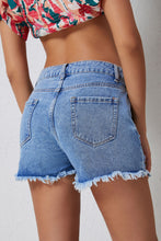 Load image into Gallery viewer, Sky Blue High Rise Crossover Waist Denim Shorts | Bottoms/Denim Shorts