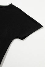 Load image into Gallery viewer, Drawstring Shorts Set | Black Casual Textured Tee and Shorts
